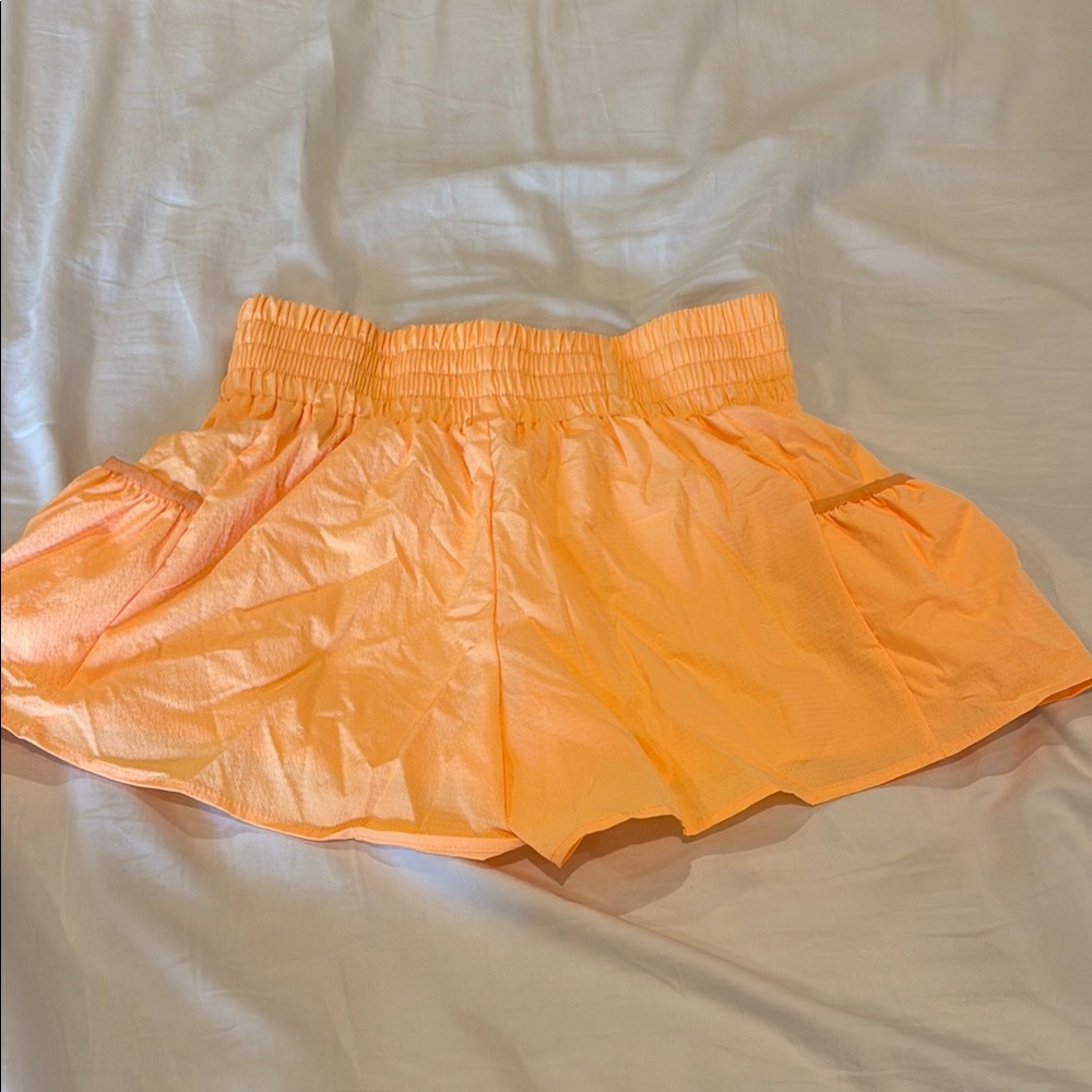 Bright Orange Athletic Shorts with Elastic Waist